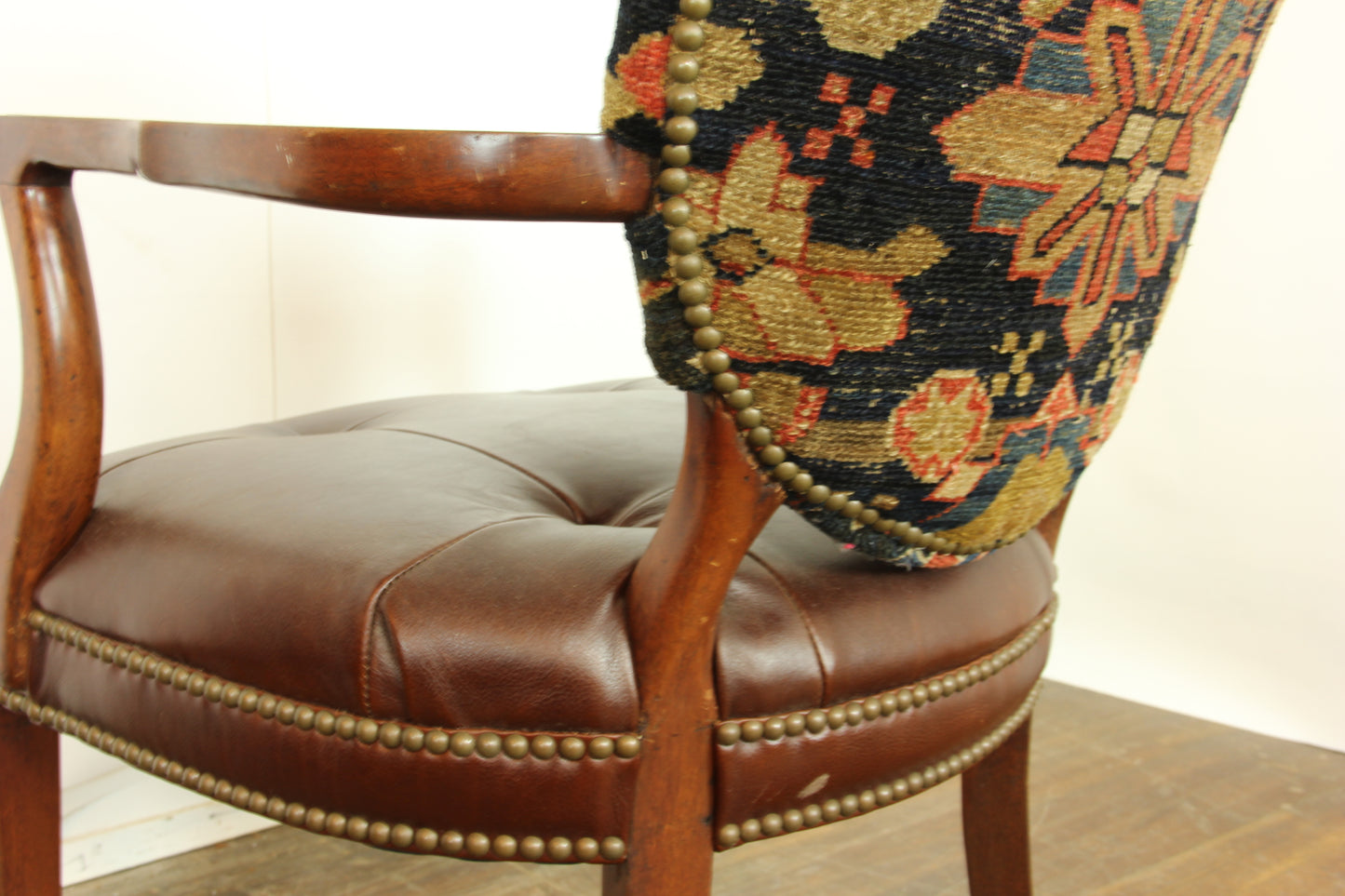 Kilim Rug and Leather Arm Chair