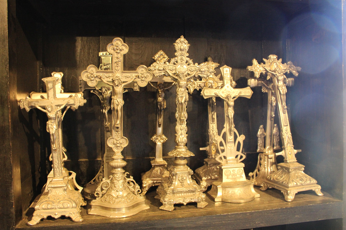 Silvertoned Religion Crucifix from Europe, Spirituality and Religion, Crucifixes and Crosses