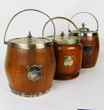 Load image into Gallery viewer, Antique Wooden Biscuit Barrel | Primitive English Tea Caddie | Vintage Cookie Jar