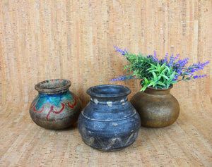 Hand Painted Artisan Fired Clay Pots