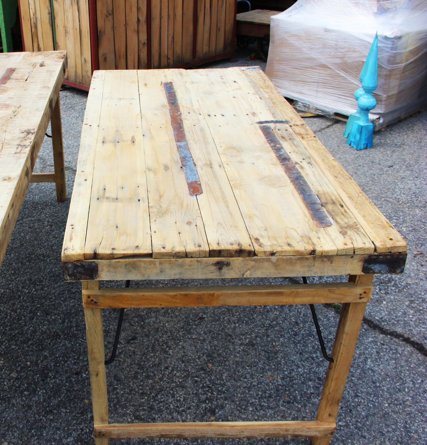 8 foot Wood Banquet Table -Bleached