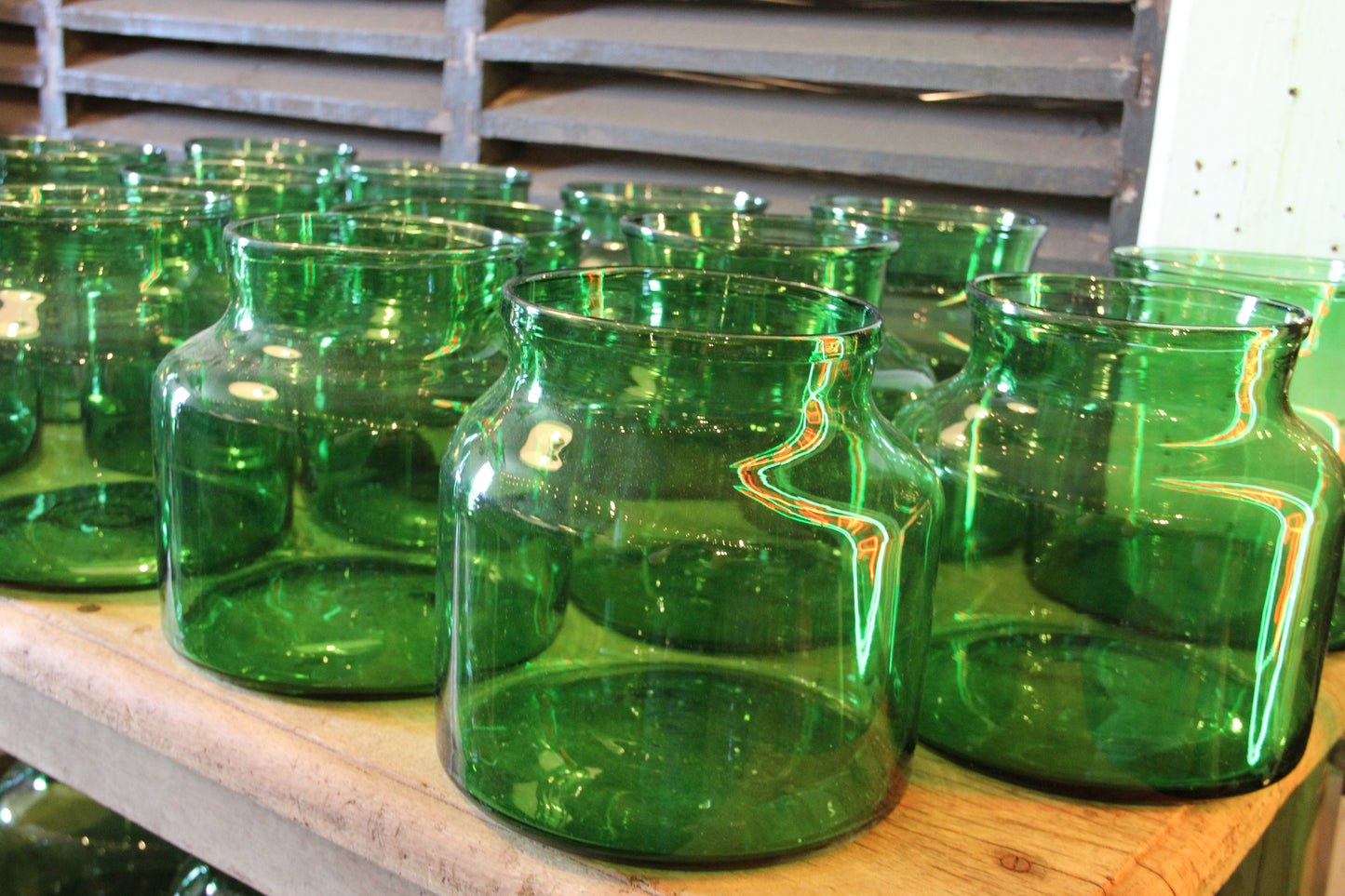 Green Glass Pickle Jar