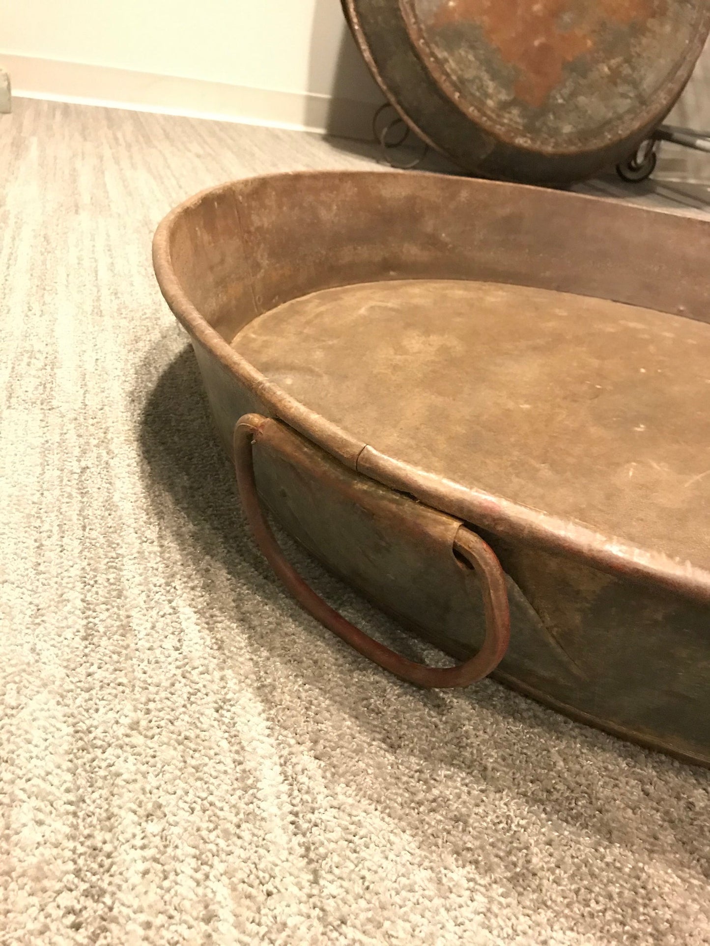 Large Rustic Metal Bowl, Industrial Wine Decor Plate, Rustic Patio Decor