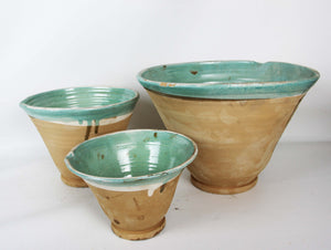 Hungarian 3 piece Mixing Bowl Set, Terracotta with glaze accents
