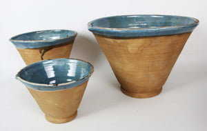Hungarian 3 piece Mixing Bowl Set, Terracotta with glaze accents