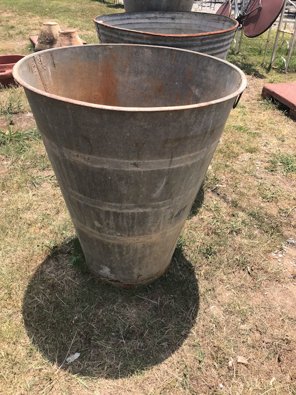Oversized Olive Pot, Galvanized, Outdoor Planter, almost 3 foot high
