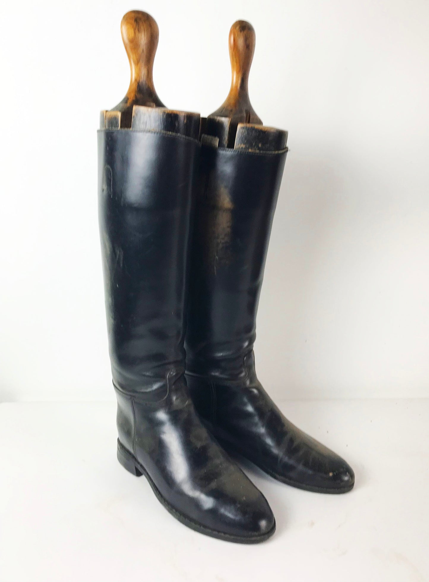 Vintage Leather Riding Boots with Fitted wooden Shoe Trees