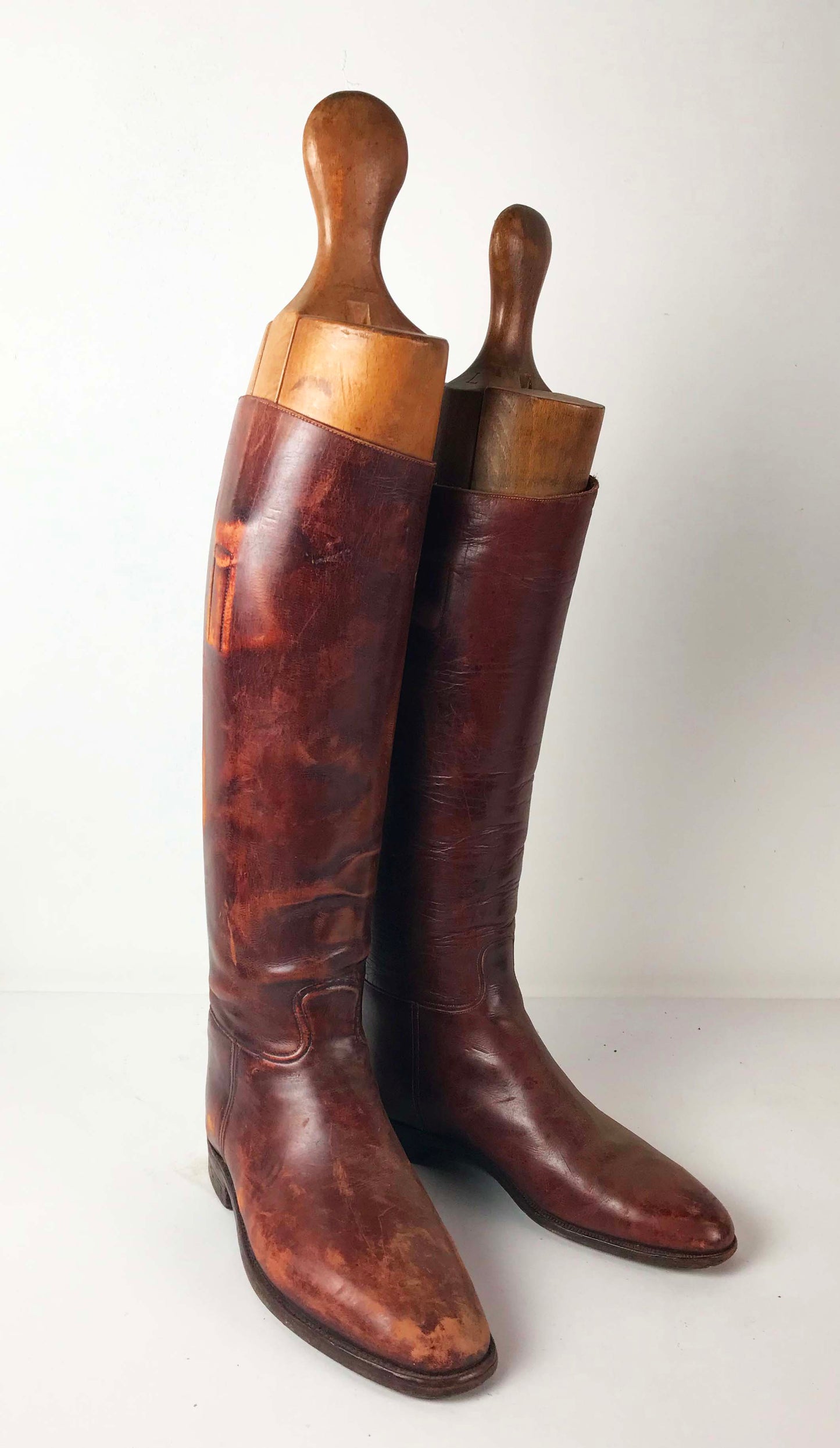 Vintage Leather Riding Boots with Fitted wooden Shoe Trees