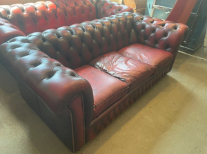 Red Vintage Chesterfield Leather Sofa