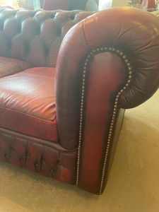 Red Vintage Chesterfield Leather Sofa